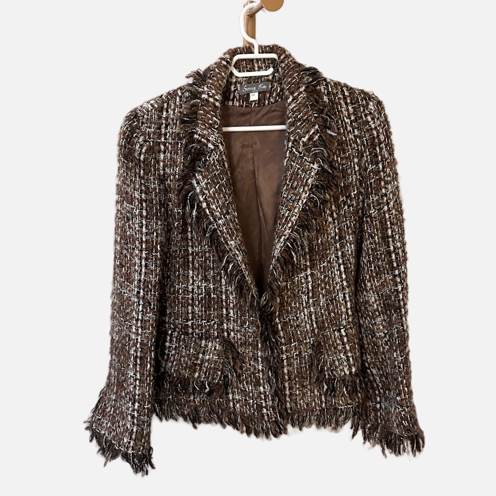 Chanel style Serena Kay fringe tweed jacket size M-L/40